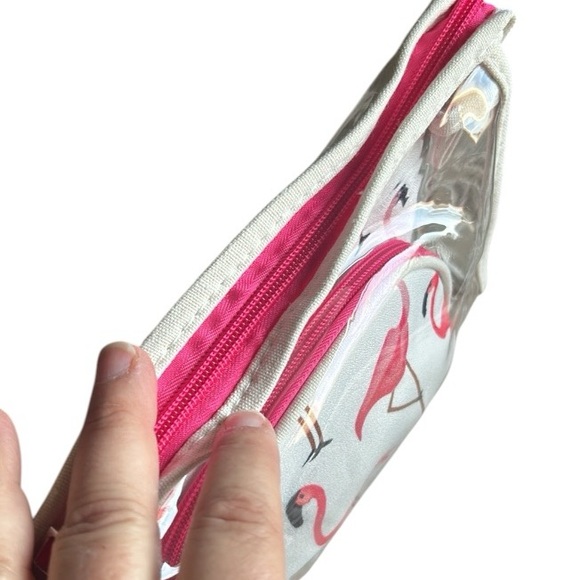 Flamingo Print Trio Set Pink Cosmetic Bag
White and Pink with free items NWOT - Picture 9 of 11